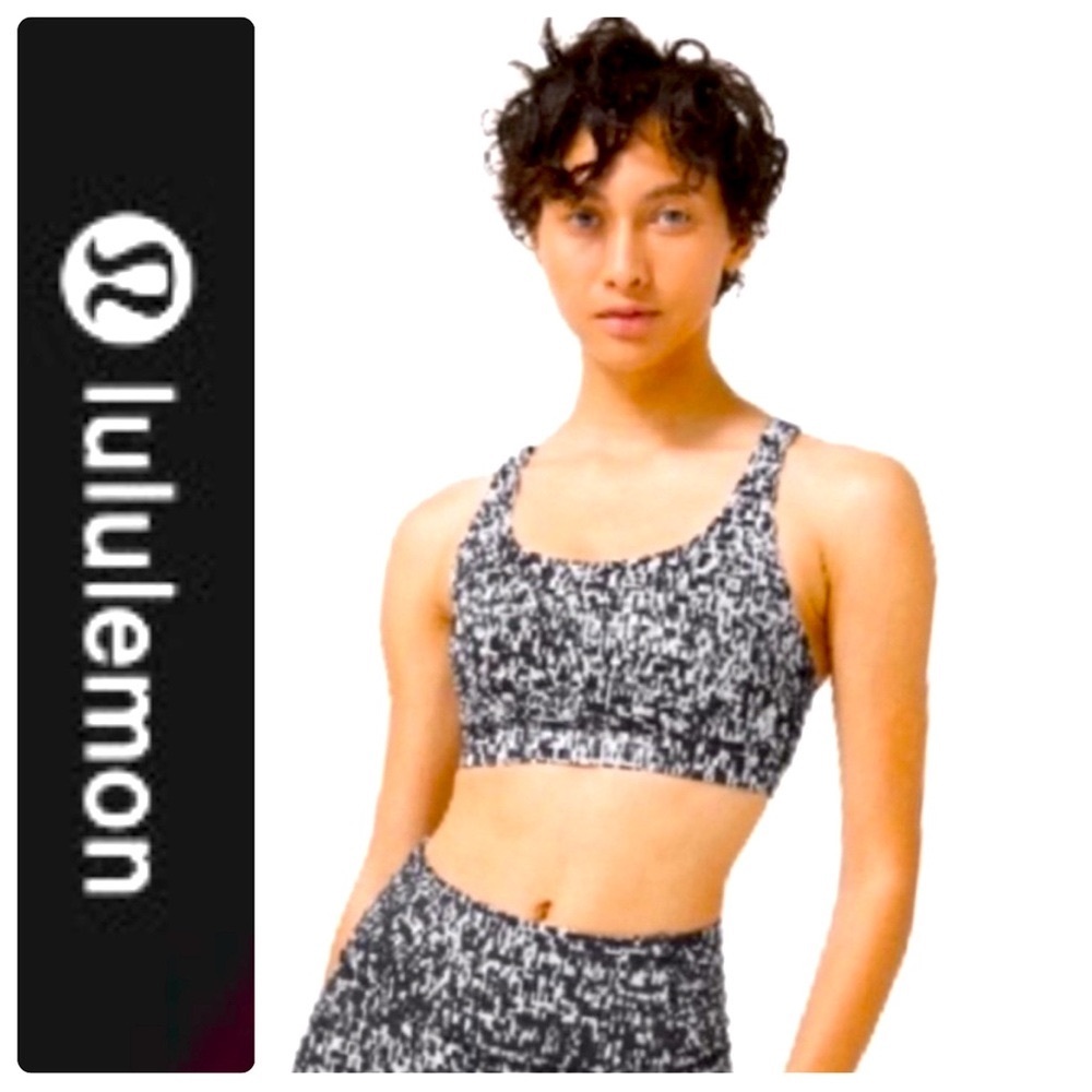•LULULEMON/Energy Bra/Urban Block Ice Grey Black•